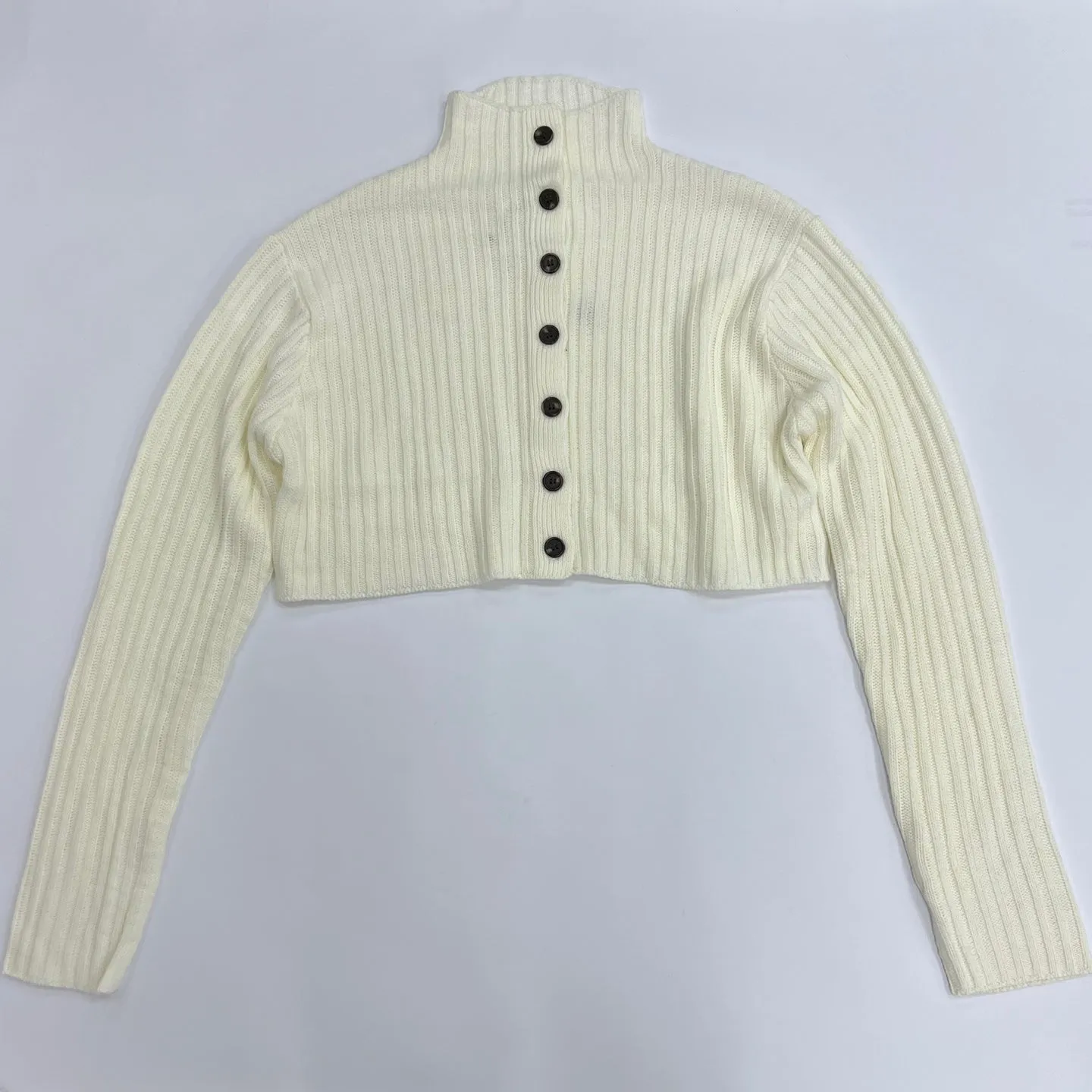 Women Button up Cropped Sweater Top