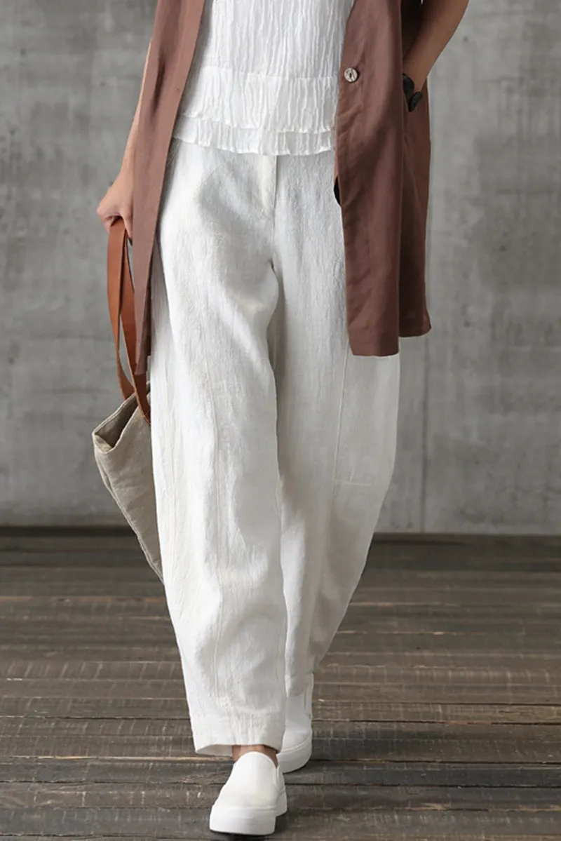 Women Casual Pencil Pants Linen Trousers K7055