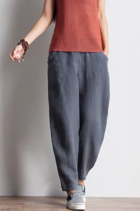 Women Casual Pencil Pants Linen Trousers K7055