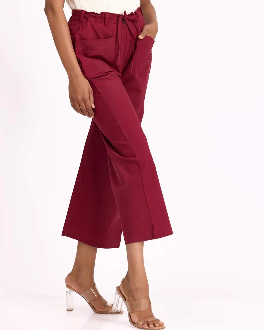 Women Flare Pants - Maroon